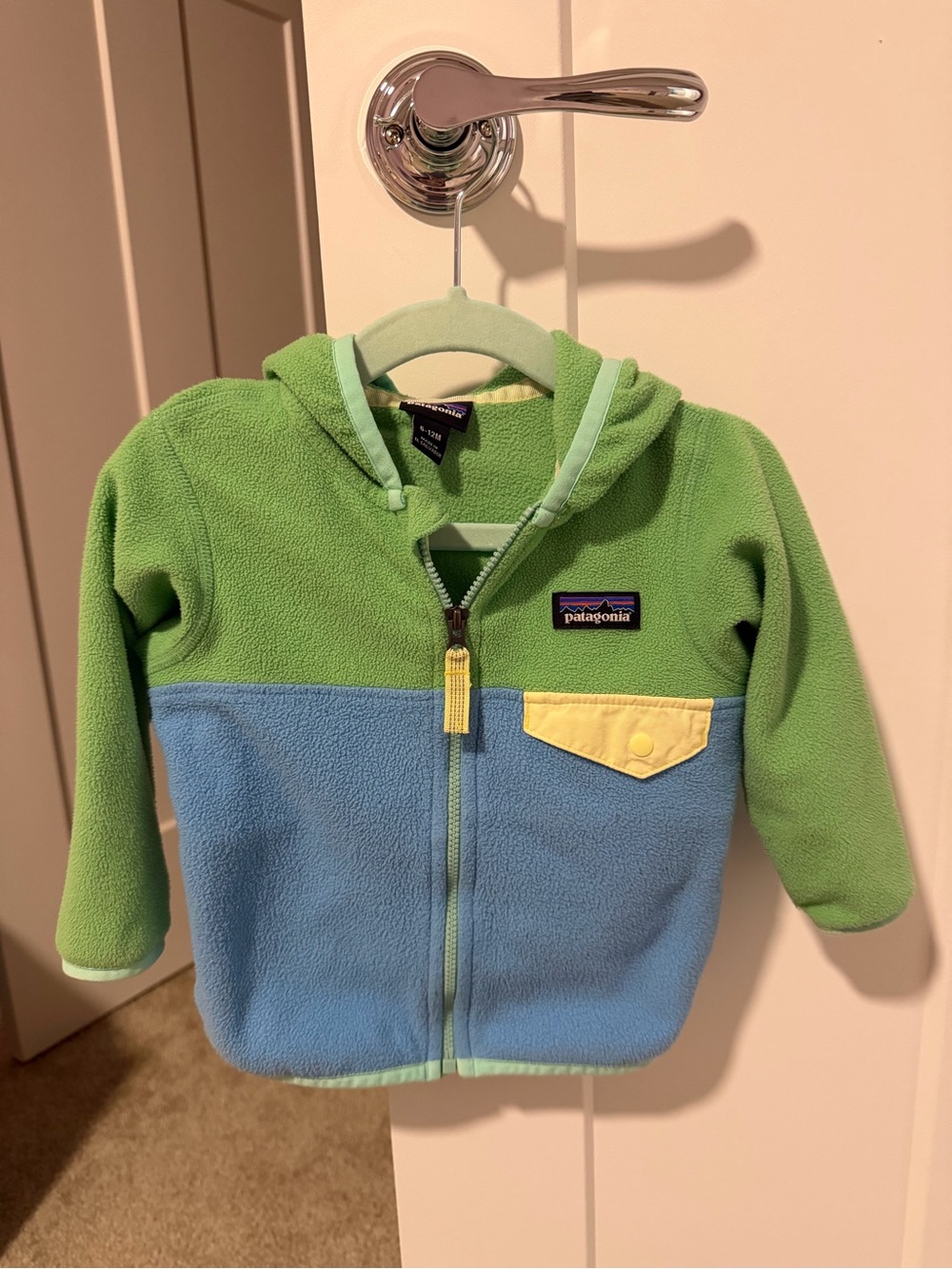 Patagonia Baby Green & Blue Fleece Hoodie